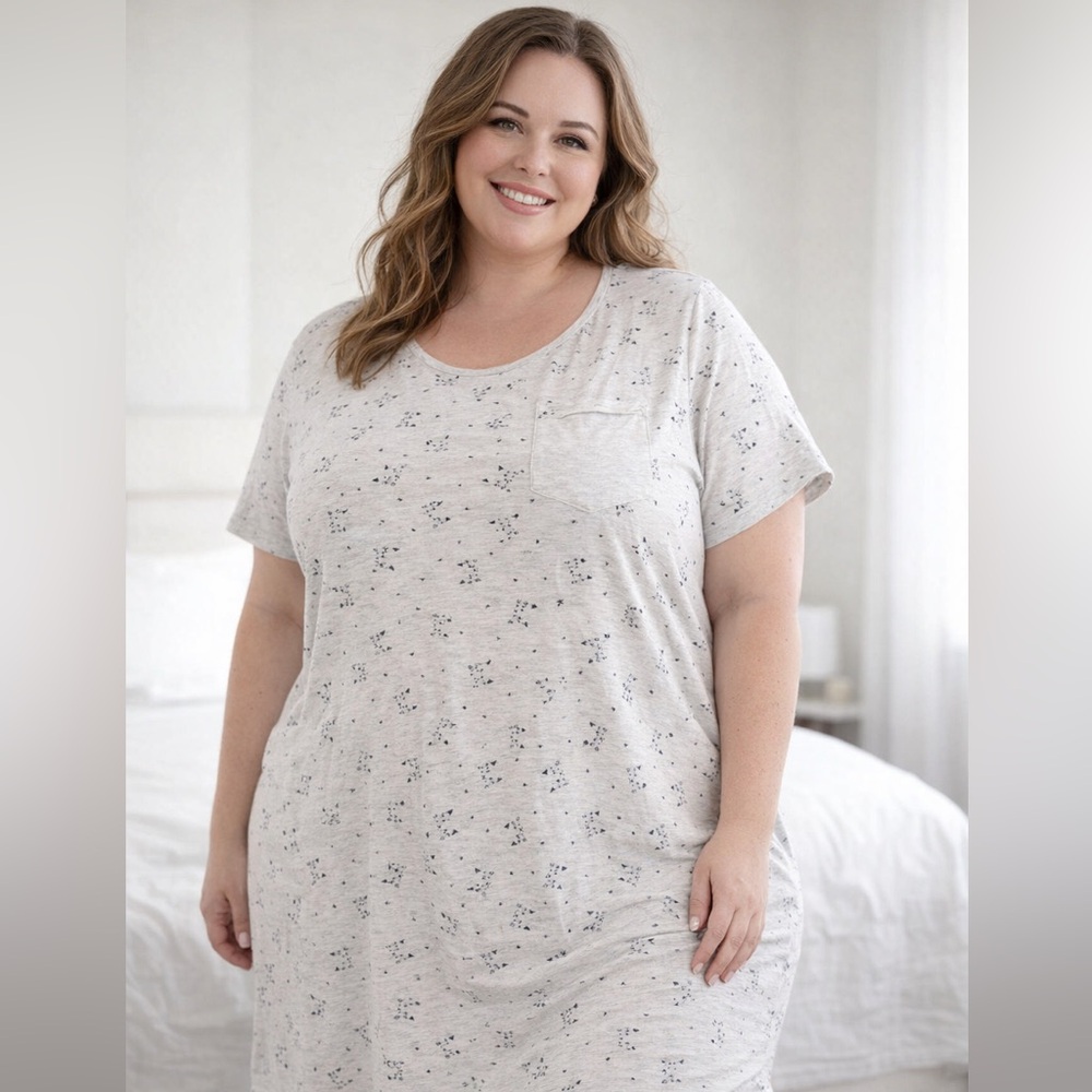 5/$10 Soft Cat Print Cotton T-Shirt Nightgown Size 3X